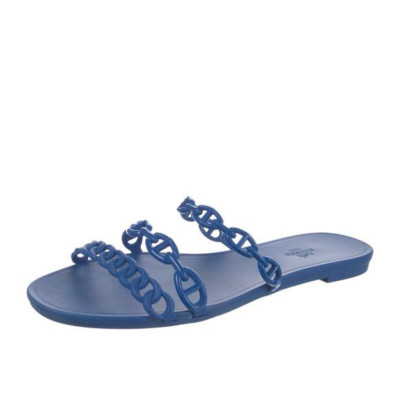 HERMÈS Rivage Chaîne d'Ancre Insignia Rubber Slides Size: 11IT 41
